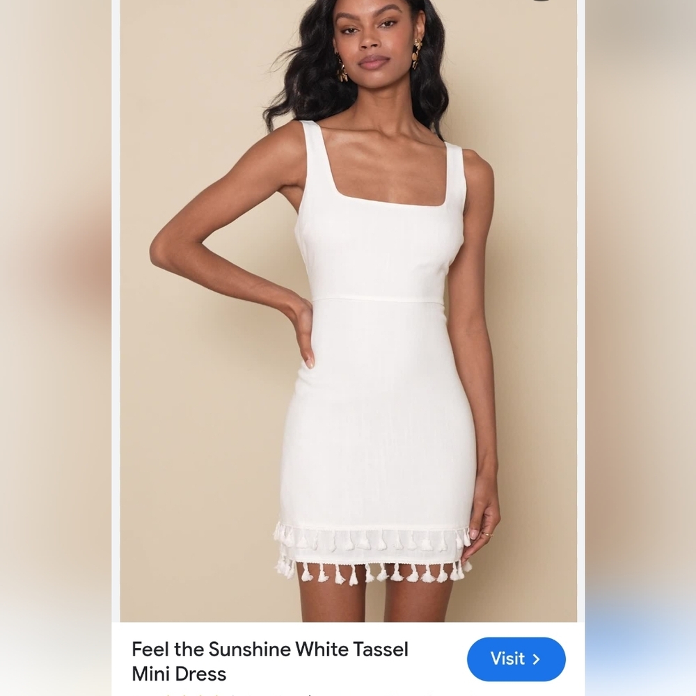 White Tassel Mini Dress